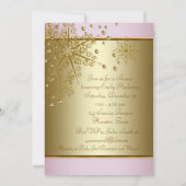 Invitation Winter Gold Pink Snowflakes Baby Girl Douche (Dos)