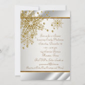 Invitation Winter Gold White Snowflakes Baby Boy Show (Dos)