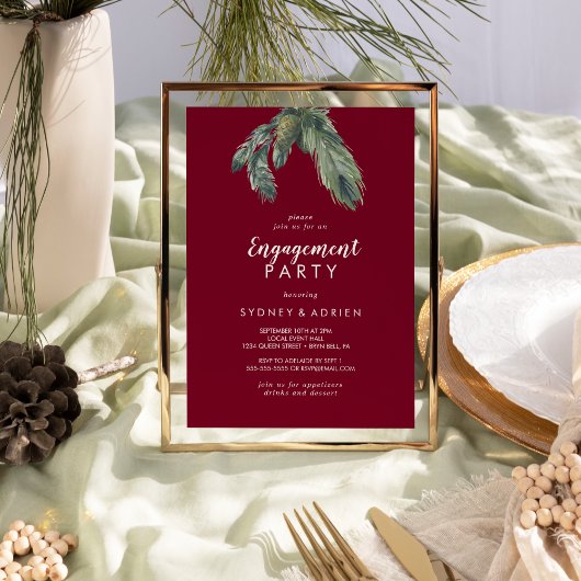 Invitation Winter Greenery Burgundy
