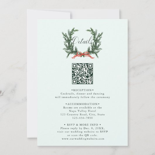 Invitation Winter Greens Garland Wedding All in One Mint (Dos)