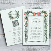 Invitation Winter Greens Garland Wedding All in One Mint