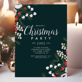 Invitation Winter Holly Berries Fête de Noël Florale