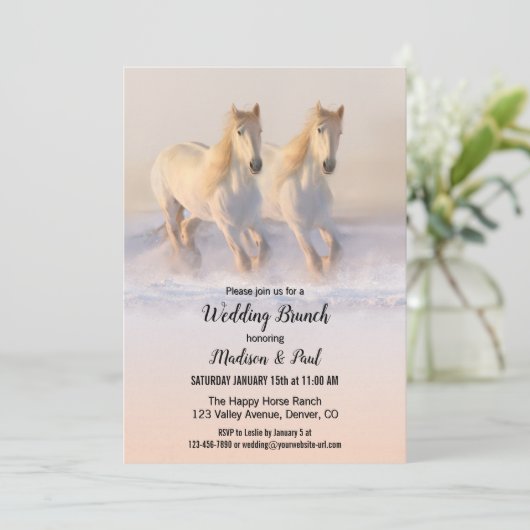 Invitation Winter Horses Wedding Brunch (Debout devant)