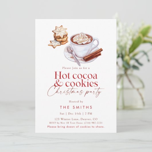 Invitation Winter Hot Cocoa and Cookies Christmas Party (Debout devant)