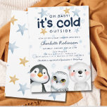 Invitation Winter It's Cold Outside Arctic Animal Baby Shower<br><div class="desc">Are you looking for a cute baby shower theme for a party during winter? Check out this Winter It's Cold Outside Arctic Animal Baby Shower Invitation. It features a cute penguin, a polar bear, and a snow owl with watercolors snowflakes and stars in the background. You can add your own...</div>