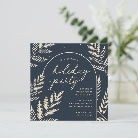 Invitation Winter Laurel Fête (Debout devant)
