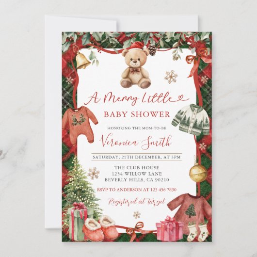 Invitation Winter Merry Little Christmas Baby Shower (Devant)