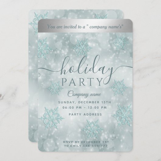 Invitation Winter merveilleux entreprise Fête de vacances Inv (Devant / Derrière)
