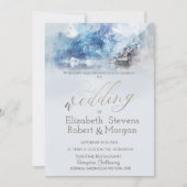 Invitation Winter Mountain Lake Mariage de neige (Devant)
