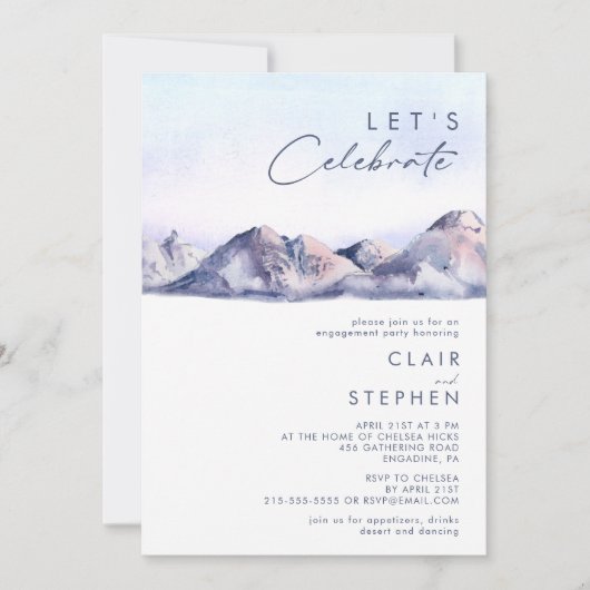 Invitation Winter Mountain Sunset Fêtons l'invitation (Devant)