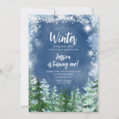 Invitation Winter Navy Snowflakes Onederland 1er anniversaire (Devant)