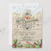 Invitation Winter Neige terrain Noël et Nouvel An Dîner (Devant)