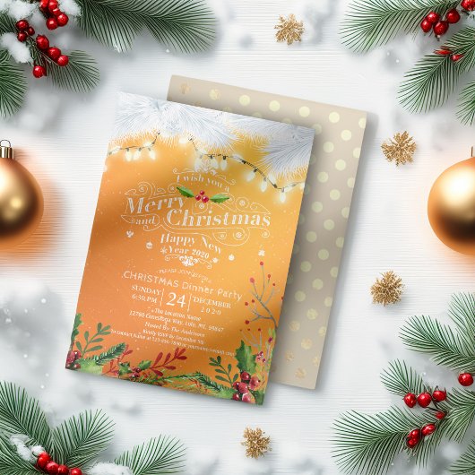 Invitation Winter Neige terrain Noël et Nouvel An Dîner