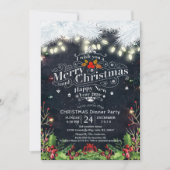 Invitation Winter Neige terrain Noël et Nouvel An Dîner (Devant)