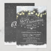 Invitation Winter Neige terrain Noël et Nouvel An Dîner (Devant / Derrière)