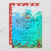 Invitation Winter Neige terrain Noël et Nouvel An Dîner (Devant / Derrière)