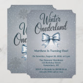 Invitation Winter Onderland Boys 1er. Fête d'anniversaire (Devant / Derrière)
