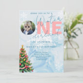 Invitation Winter ONE derland Photo Tree Party 1er anniversai (Debout devant)