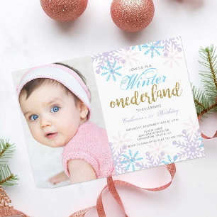 Invitation Winter Onederland 1er anniversaire Baby Girl photo
