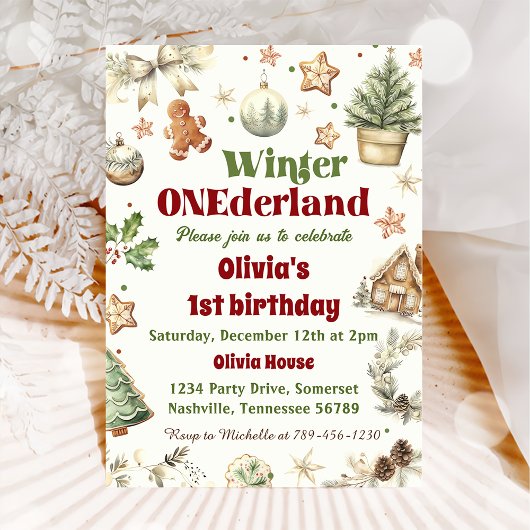 Invitation Winter Onederland 1er Anniversaire Cookies Noël