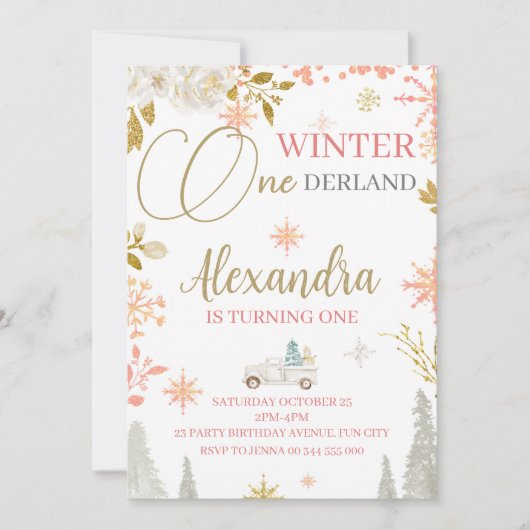 Invitation Winter Onederland 1er anniversaire fête (Devant)