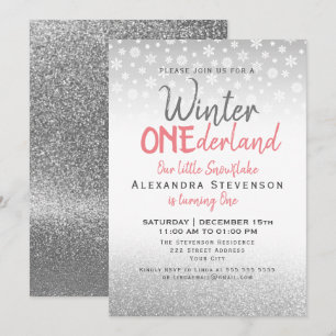 Invitation Winter ONEderland 1er Anniversaire Flocons d'Argen