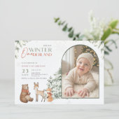 Invitation Winter Onederland Arch Photo Baby First Birthday (Debout devant)
