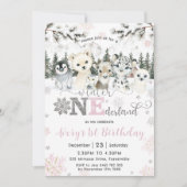 Invitation Winter Onederland Arctic Animals Snow 1st Birthday (Devant)