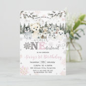 Invitation Winter Onederland Arctic Animals Snow 1st Birthday (Debout devant)