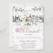 Invitation Winter Onederland Arctic Animals Snow 1st Birthday (Devant)