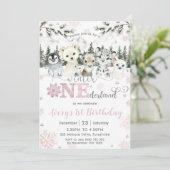 Invitation Winter Onederland Arctic Animals Snow 1st Birthday (Debout devant)