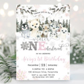 Invitation Winter Onederland Arctic Animals Snow 1st Birthday