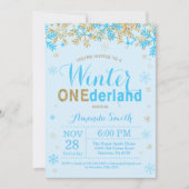 Invitation Winter Onederland Blue and Gold Boy 1st Birthday (Devant)
