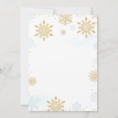 Invitation Winter Onederland Blue Gold Snowflake Anniversaire (Dos)