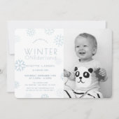 Invitation Winter Onederland Blue Photo 1er anniversaire (Devant)