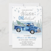 Invitation Winter Onederland Blue Truck First Birthday (Devant)