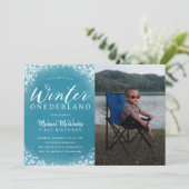 Invitation Winter Onederland Boy 1er anniversaire fête photo (Debout devant)