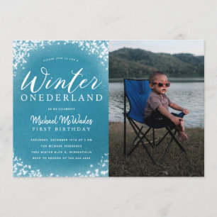 Invitation Winter Onederland Boy 1er anniversaire fête photo