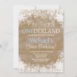 Invitation Winter Onederland Boy 1st Birthday Invite<br><div class="desc">Winter Onederland Boy 1st Birthday Invite. Blanche-Neige. Le premier jour. Boy 1st Bday Invite. Rustic Wood Background. Country Vintage Retro Barn. For further customization,  please click the "Customize it" button and use our design tool to modify this template.</div>
