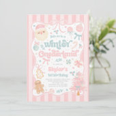 Invitation Winter Onederland Christmas Coquette Bow Birthday (Debout devant)