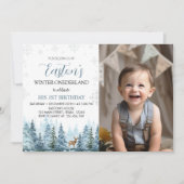 Invitation Winter Onederland Deer Anniversaire Photo Invitati (Devant)