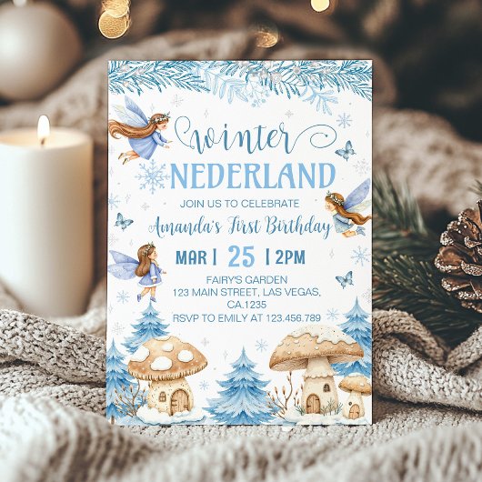 Invitation Winter Onederland Fairy 1er Anniversaire