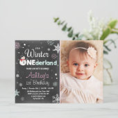 Invitation Winter Onederland fête d'anniversaire snowman Mint (Debout devant)