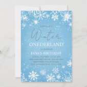 Invitation Winter ONEderland First Birthday Blue (Devant)