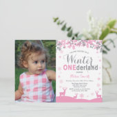 Invitation Winter Onederland Flamme de neige fille 1er annive (Debout devant)
