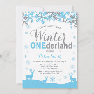 Invitation Winter Onederland Flocon de neige garçon 1er anniv