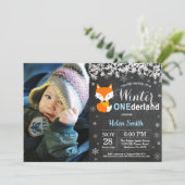 Invitation Winter Onederland Fox Boy 1er Anniversaire (Debout devant)
