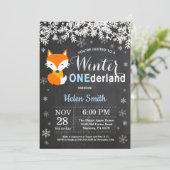 Invitation Winter Onederland Fox Boy 1er Anniversaire Invitat (Debout devant)
