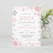Invitation Winter Onederland Girl 1er anniversaire (Debout devant)