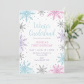 Invitation Winter Onederland Girl 1er anniversaire (Debout devant)